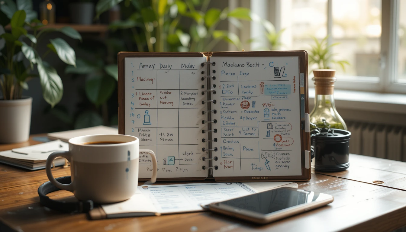 Handwritten daily planner using Pomodoro and time blocks