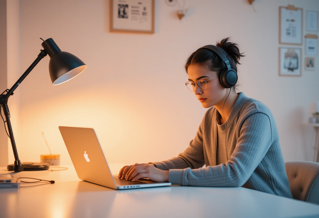 Illustration of a person deeply focused in a quiet workspace, representing the state of Deep Work and Flow