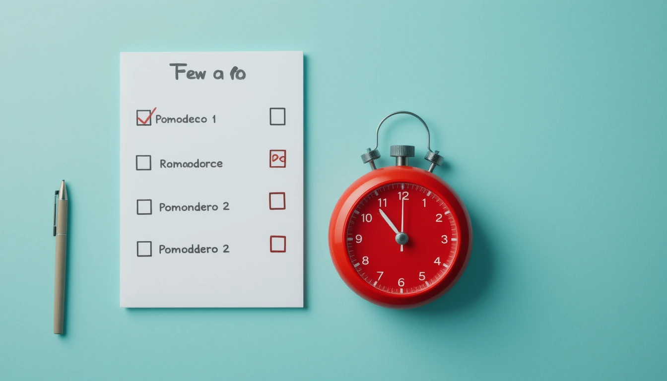 Checklist with Pomodoro intervals and a tomato timer