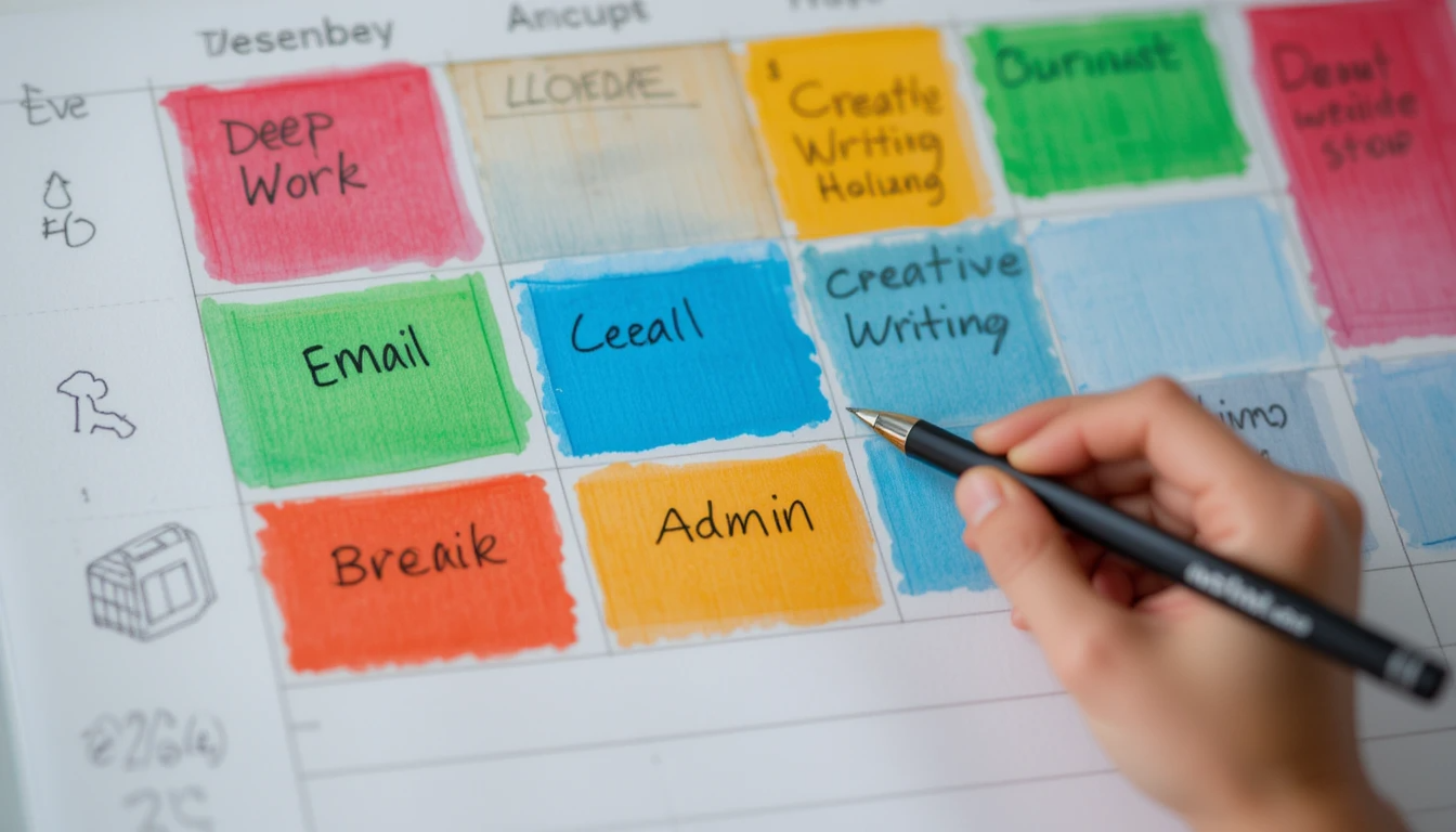 Color-coded time blocks for a productive day